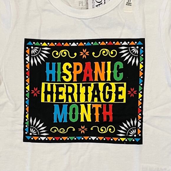 NWT Children's Place Unisex Kids White W/Hispanic Heritage Graphic Tee - Picture 3 of 10